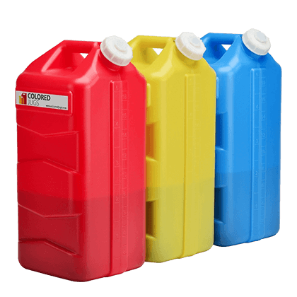 colored chemical jugs